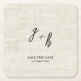 Posavasos Cuadrado De Papel Iniciales de la fecha de guardado de la cosecha mi