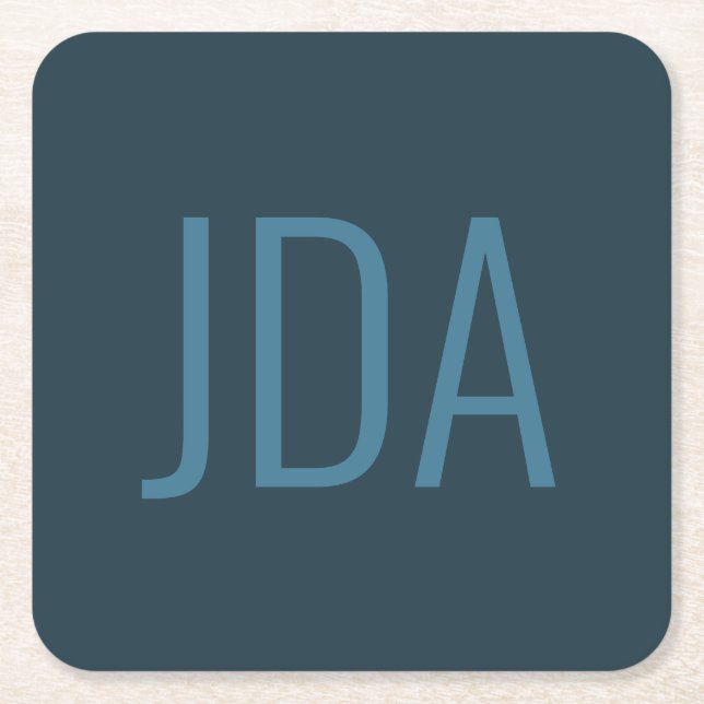 Posavasos Cuadrado De Papel Iniciales Simples | Blues (Anverso)