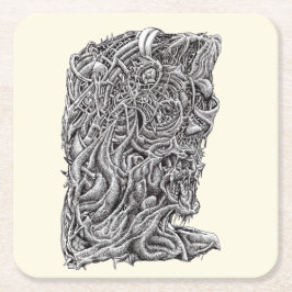 Posavasos Cuadrado De Papel Innerbeastman, dibujo de tinta