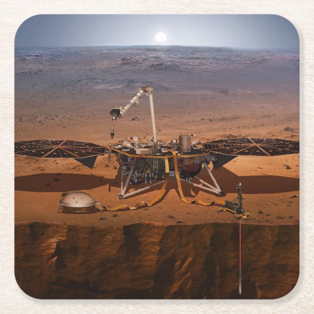 Posavasos Cuadrado De Papel Insight Lander (Anverso)