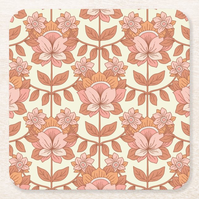 Posavasos Cuadrado De Papel Inspiración retro de los años 70 (Anverso)