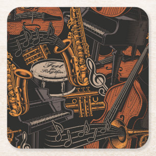 Posavasos Cuadrado De Papel Instrumentos musicales por todas partes