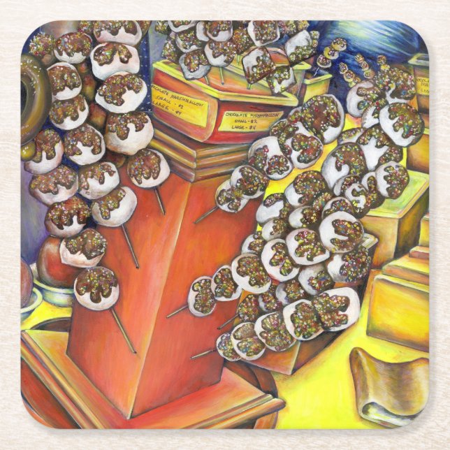 Posavasos Cuadrado De Papel Intersección del espacio y el comercio (Anverso)