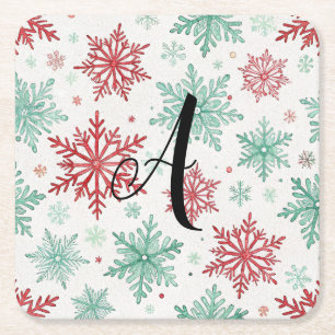 Posavasos Cuadrado De Papel Invierno inicial personalizado