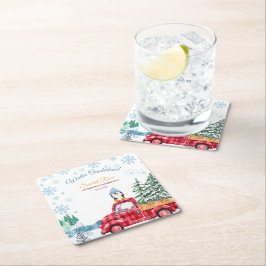 Posavasos Cuadrado De Papel invierno onederland 1er cumpleaños invitaciones