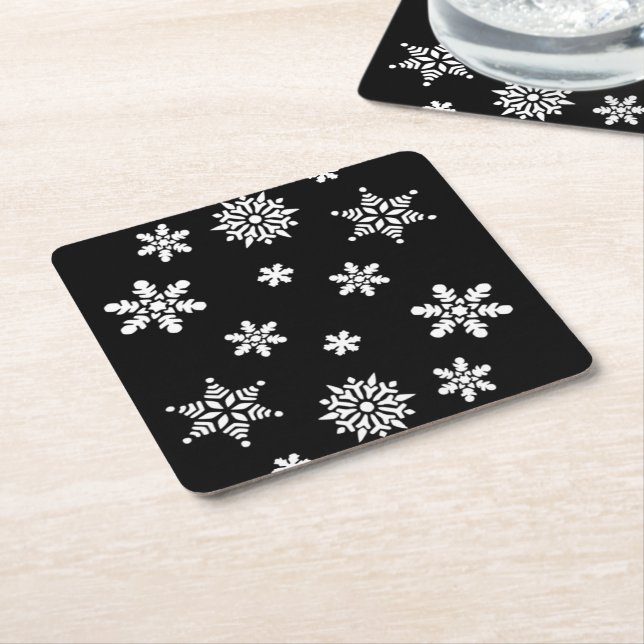 POSAVASOS CUADRADO DE PAPEL INVIERNO SNOWFLAKES (En perspectiva)