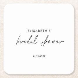 Posavasos Cuadrado De Papel Invitación a la ducha de novia con guión mínimo