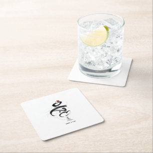 Posavasos Cuadrado De Papel Invitación de boda minimalista Japandi MAHABAH amo
