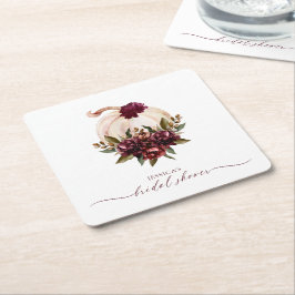 Posavasos Cuadrado De Papel Invitación de Despedida de Soltera Otoño de Calaba
