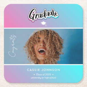 Posavasos Cuadrado De Papel Invitación de graduación
