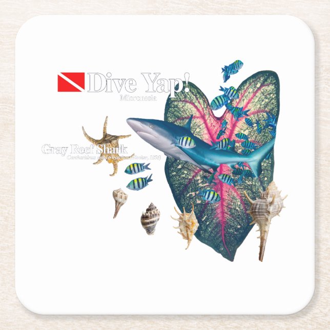 Posavasos Cuadrado De Papel Invitación tropical (Anverso)