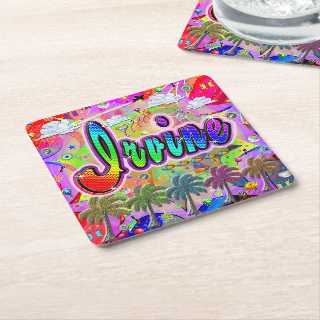 Posavasos Cuadrado De Papel Irvine Vista Express Coaster (En perspectiva)