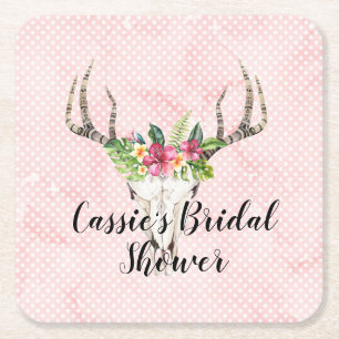 Posavasos Cuadrado De Papel Isla Boho Shower de Despedida de Soltera  