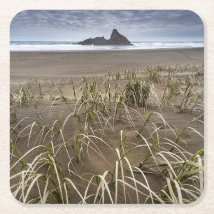 Posavasos Cuadrado De Papel Isla de la playa el   Panatahi de Karekare, costa