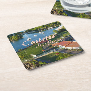 Posavasos Cuadrado De Papel Isla del Caribe Castries Santa Lucía