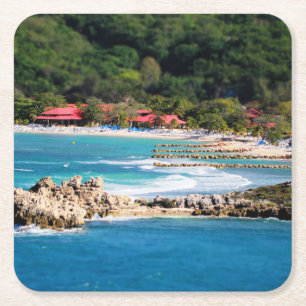 Posavasos Cuadrado De Papel Isla Tranquila Paraíso Labadee Haití