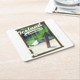 Posavasos Cuadrado De Papel Islandia para hacer snowboard