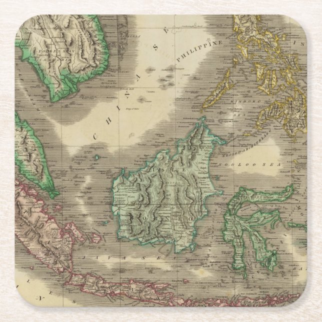Posavasos Cuadrado De Papel Islas de E la India (Anverso)