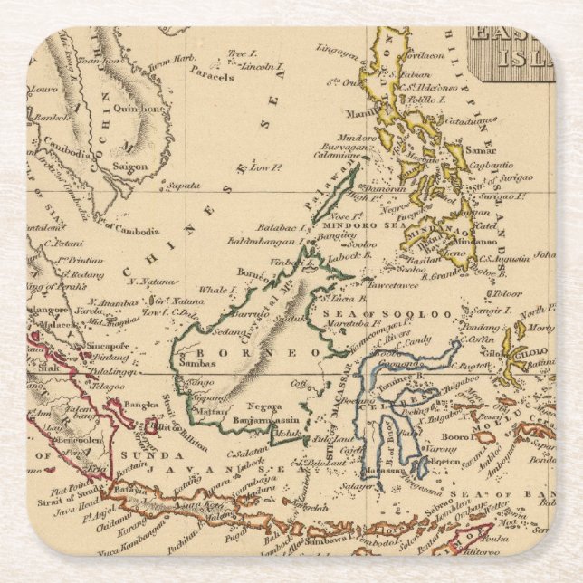 Posavasos Cuadrado De Papel Islas del este de la India (Anverso)