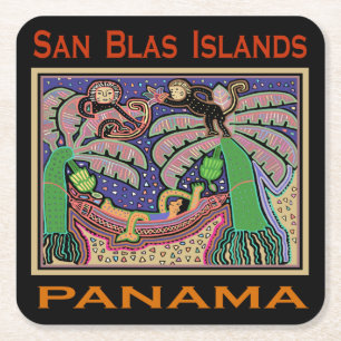 Posavasos Cuadrado De Papel Islas San Blas Panamá Mola