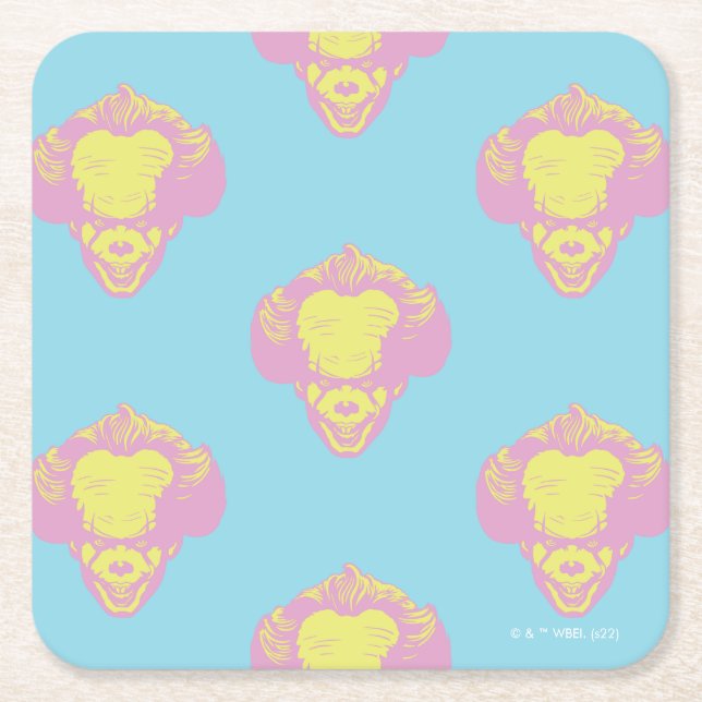 Posavasos Cuadrado De Papel IT | Pennywise Pastel Head Pattern (Anverso)