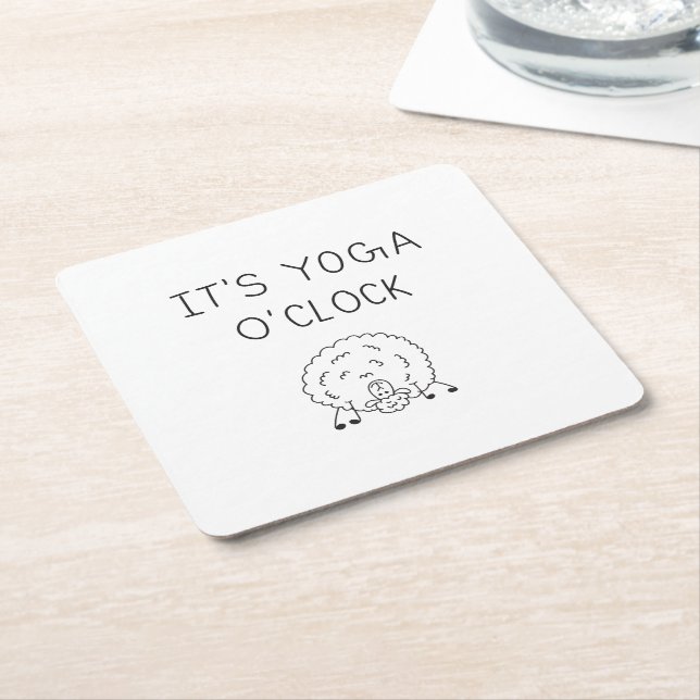 Posavasos Cuadrado De Papel It’s Yoga O’Clock Sheep (En perspectiva)