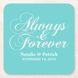 Posavasos Cuadrado De Papel Ivory Always y Forever Boda Paper Coasters