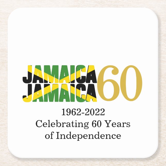 Posavasos Cuadrado De Papel JAMAICA 60 Aniversario de la Independencia (Anverso)