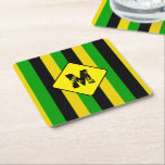 Posavasos Cuadrado De Papel Jamaican Flag Colored Striped Monogram Bar<br><div class="desc">Jamaican flag coloured striped coasters with a monogram area on the front to add your own initial</div>