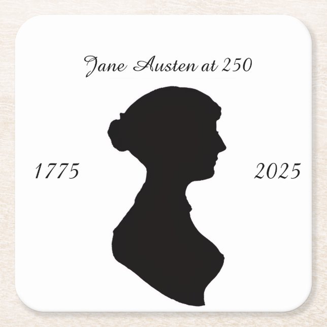 Posavasos Cuadrado De Papel Jane Austen at 250 (Anverso)