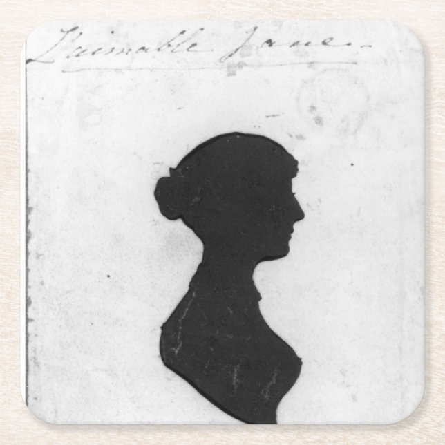 Posavasos Cuadrado De Papel Jane Austen Silhouette (Anverso)