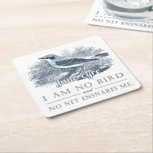 Posavasos Cuadrado De Papel Jane Eyre - No Soy Pájaro - Pájaro Vintage