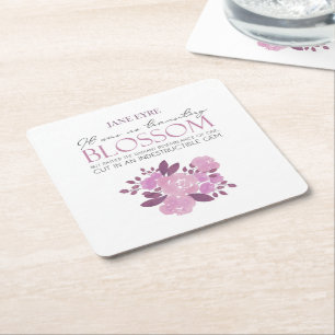 Posavasos Cuadrado De Papel Jane Eyre - Sin Flor Transitoria - Rosas Rosa