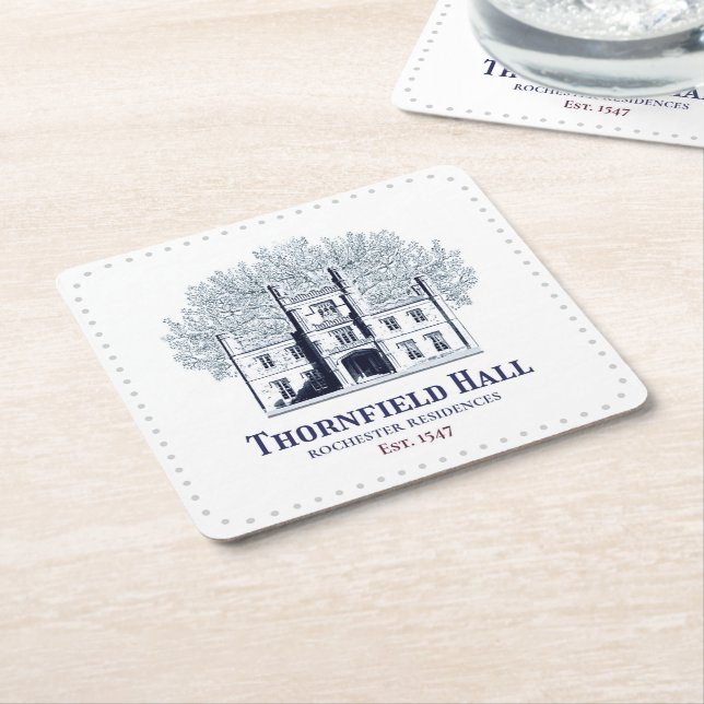 Posavasos Cuadrado De Papel Jane Eyre Thornfield Hall Rochester Residences (En perspectiva)