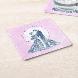 Posavasos Cuadrado De Papel Jane Eyre y Edward Rochester con Pilot Pink