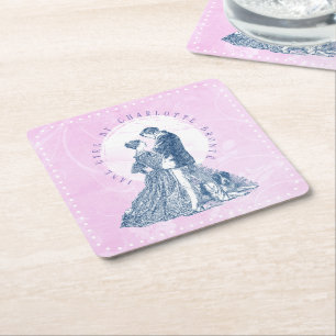 Posavasos Cuadrado De Papel Jane Eyre y Edward Rochester con Pilot Pink