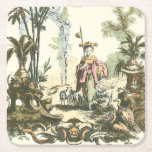 Posavasos Cuadrado De Papel Jardín asiático con mujeres y animales<br><div class="desc">Un bonito jardín de estilo asiático con varios animales y vigilado por una mujer atenta. La escena evoca los pensamientos del Jardín del Edén,  con una serpiente deslizándose en primer plano. ¡Un regalo perfecto para la persona de su vida que viaja bien por el mundo!</div>