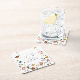 Posavasos Cuadrado De Papel Jardín Botánico Moderno Flores Ducha Bridal