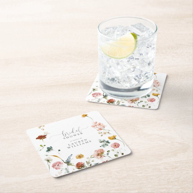 Posavasos Cuadrado De Papel Jardín Botánico Moderno Flores Ducha Bridal (In situ)