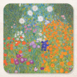 Posavasos Cuadrado De Papel Jardín de flores por Gustav Klimt<br><div class="desc">Hermosa pintura colorida de un jardín de flores de Gustav Klimt. Las asombrosas variaciones de colores y hermosas flores encajan en muchos tipos de productos maravillosos e ideas de regalo.</div>