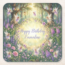 Jardín Floral de Hadas Cumpleaños Púrpura