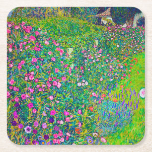 Posavasos Cuadrado De Papel Jardín Italiano, Gustav Klimt
