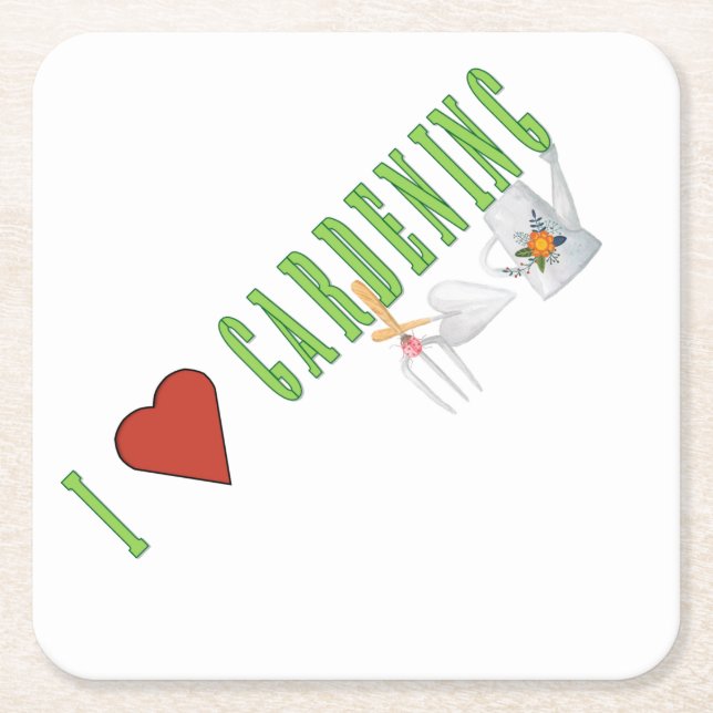 Posavasos Cuadrado De Papel Jardinería de amor (Anverso)