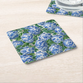 Posavasos Cuadrado De Papel Jarrón de jengibre de porcelana china azul