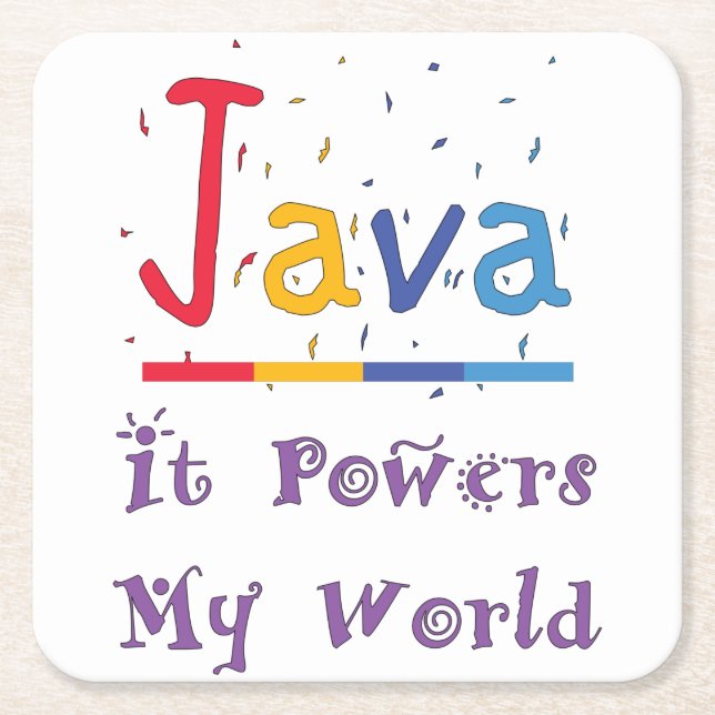 Posavasos Cuadrado De Papel Java impulsa mi mundo (Anverso)