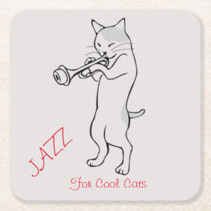 Posavasos Cuadrado De Papel Jazz Para Gatos Guay