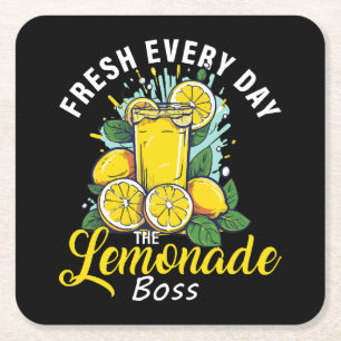 Posavasos Cuadrado De Papel Jefe de Limonada Fresco Todos los Días