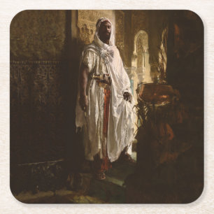 Posavasos Cuadrado De Papel Jefe moro Pintura de arte africano Retrato
