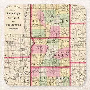 Posavasos Cuadrado De Papel Jefferson, Franklin, condados de Williamson