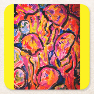 Posavasos Cuadrado De Papel Jellyfishes bailando en la foto del rompecabezas d